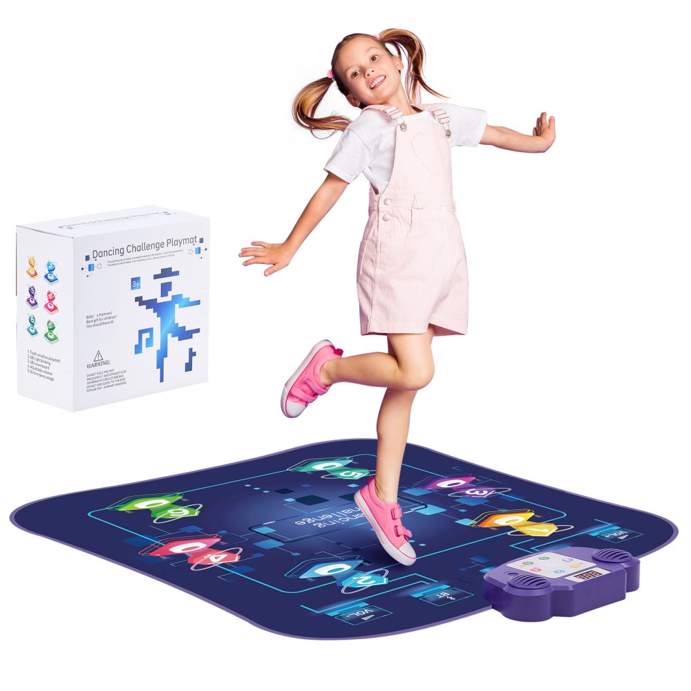 VEVOR Dance Mat, 6-Button Dance Mixer Rhythm Step Play Mat, Electronic Dance Pad with Wireless Bluetooth, LED Lights, 5 Game Modes, Adjustable Volume, Built-in Music, Toys Gifts for 3+ Year Old Girls