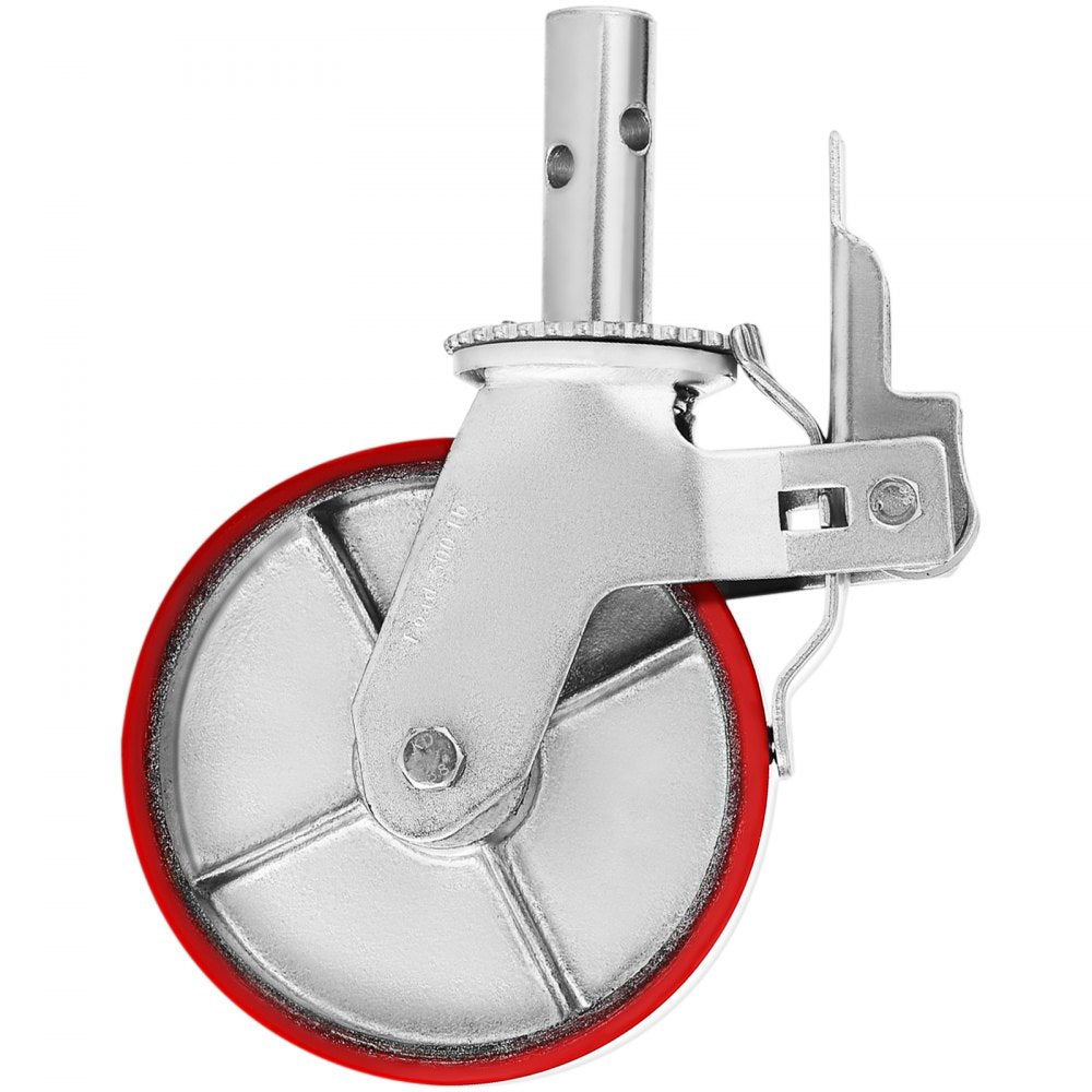 VEVOR Scaffolding Wheels Set, Heavy Duty 4-Pack 8\" Scaffolding Casters, with 4400 Lbs Per Set and Locking Stem Casters with Brake, Polyurethane Replacement for Scaffold, Shelves, Workbench