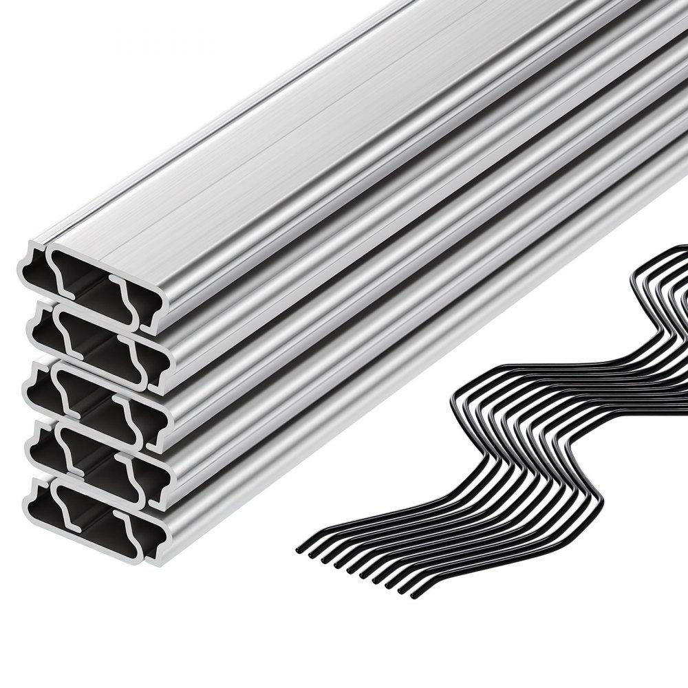 VEVOR Greenhouse Spring Wire and Lock Channel, 10 Packs 6.56 ft PVC-Coated Wiggle Wire & Aluminum Alloy Channel Bundle Kit with Included Screws, 0.05 in Thickened, Poly Film & Shade Cloth Attachments