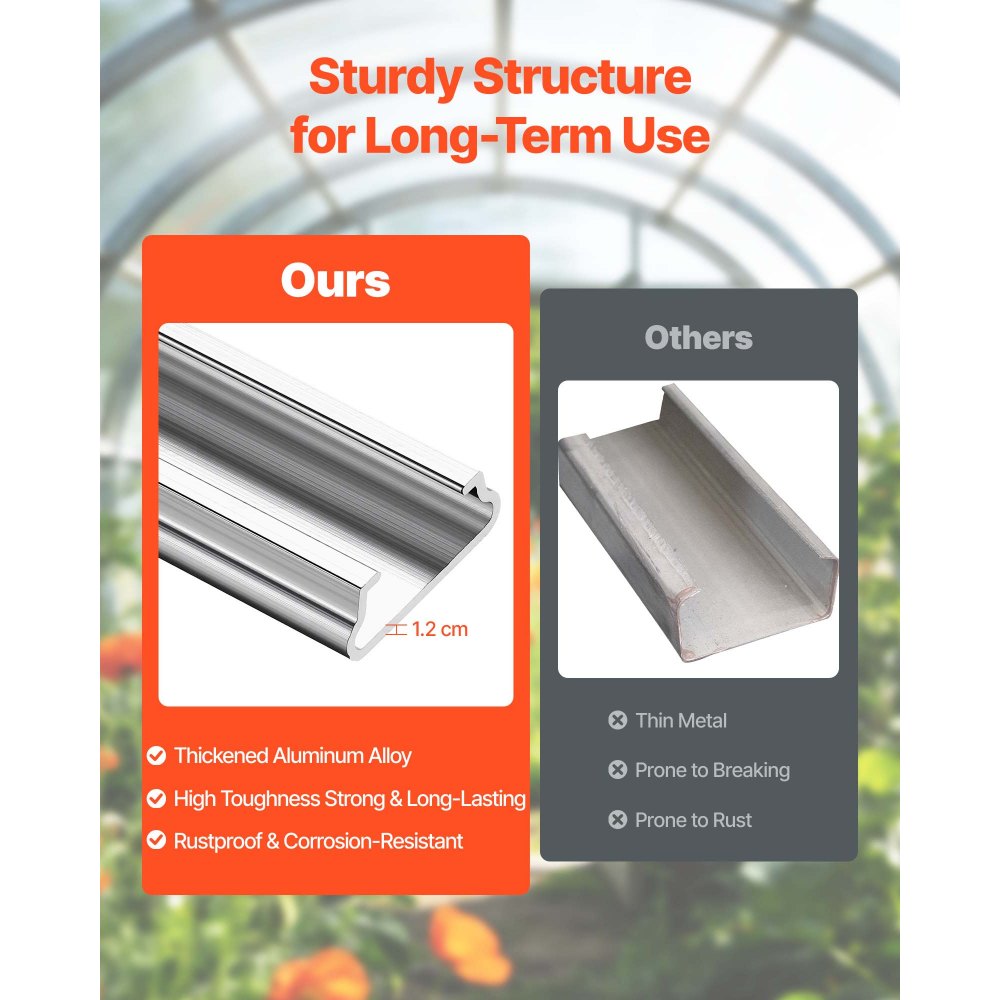 VEVOR Greenhouse Spring Wire and Lock Channel, 20 Packs 6.56 ft PVC-Coated Wiggle Wire & Aluminum Alloy Channel Bundle Kit with Included Screws, 0.05 in Thickened, Poly Film & Shade Cloth Attachments