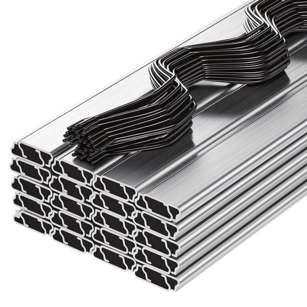 VEVOR Greenhouse Spring Wire and Lock Channel, 40 Packs 6.56 ft PVC-Coated Wiggle Wire & Aluminum Alloy Channel Bundle Kit with Included Screws, 0.05 in Thickened, Poly Film & Shade Cloth Attachments