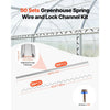 VEVOR Greenhouse Spring Wire and Lock Channel, 50 Packs 6.56 ft PVC-Coated Wiggle Wire & Aluminum Alloy Channel Bundle Kit with Included Screws, 0.05 in Thickened, Poly Film & Shade Cloth Attachments