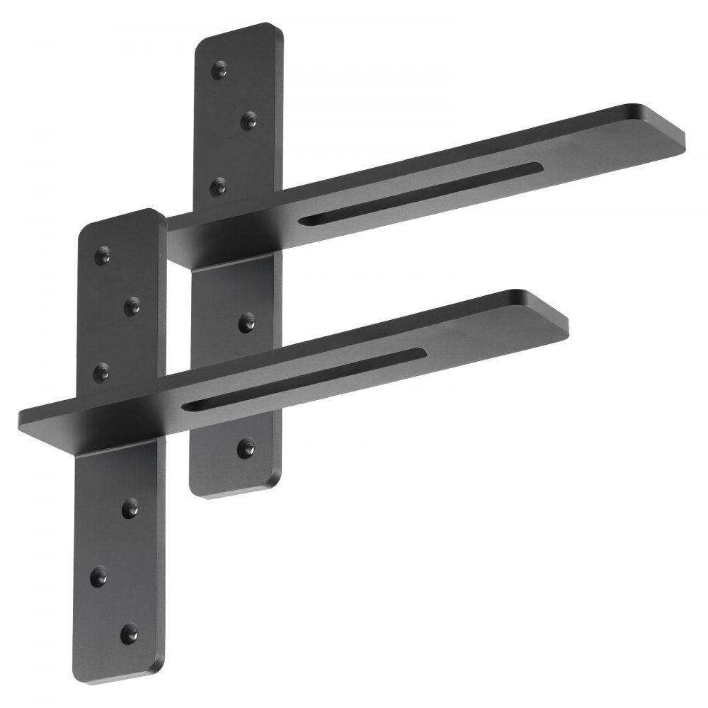 VEVOR T Shelf Brackets 2 Pcs, 200 lbs/90 kg Weight Capacity, 14x2.89x12 in / 355.6x73.5x304.8 mm, Solid Steel Heavy Duty Brackets for Shelves, Countertop Support Floating Bracket Hardware with Screws