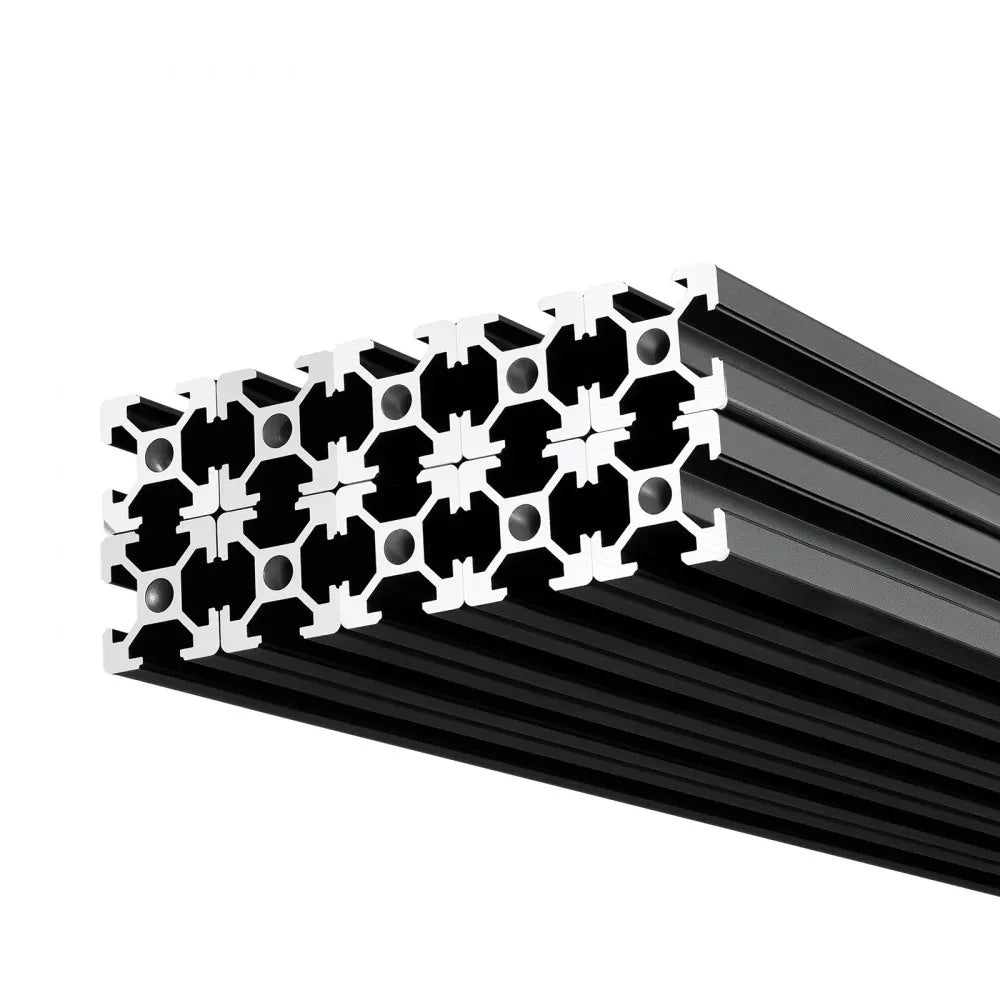 VEVOR 10PCS 2020 Aluminum Extrusion Profile, 23.62 Inch 600 mm, T Slot European Standard Anodized Linear Rail, High-Strength Extruded Aluminum Rail, for 3D Printer Parts and CNC DIY Workbench, Black