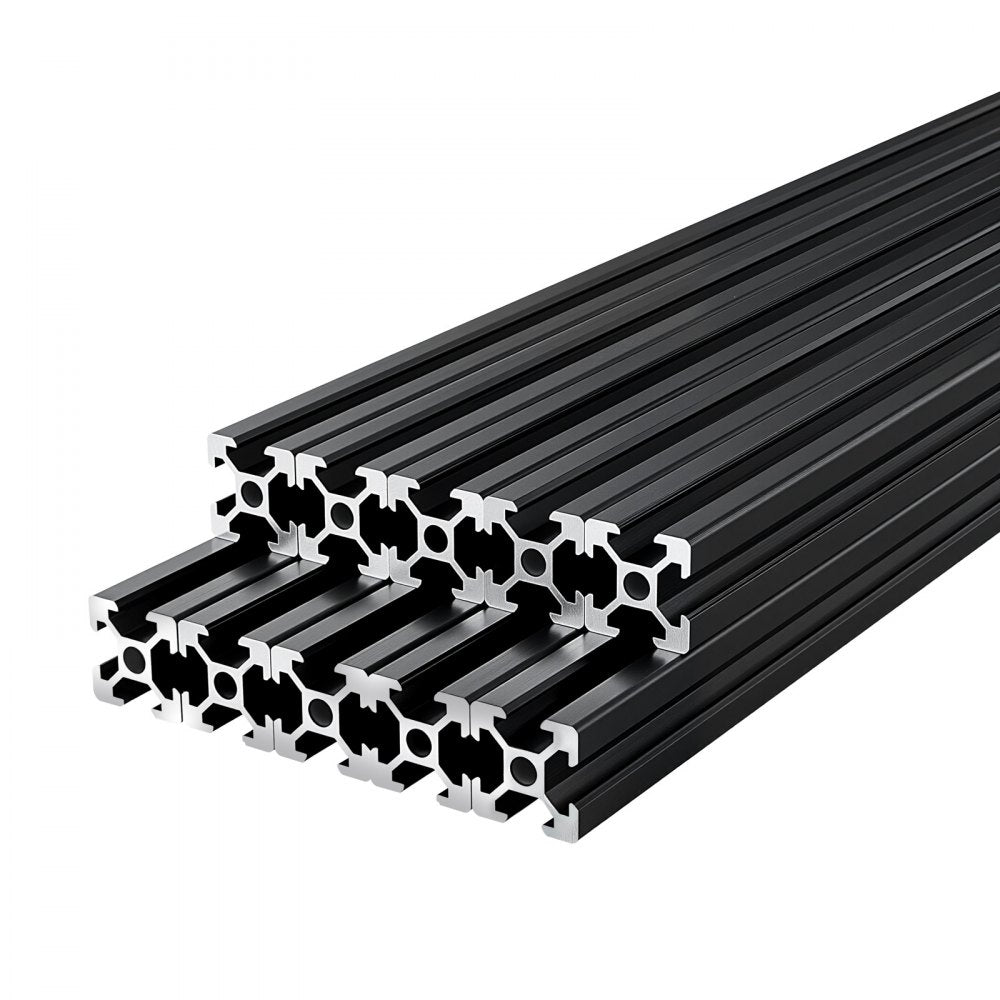 VEVOR 10PCS 2020 Aluminum Extrusion Profile, 23.62 Inch 600 mm, T Slot European Standard Anodized Linear Rail, High-Strength Extruded Aluminum Rail, for 3D Printer Parts and CNC DIY Workbench, Black