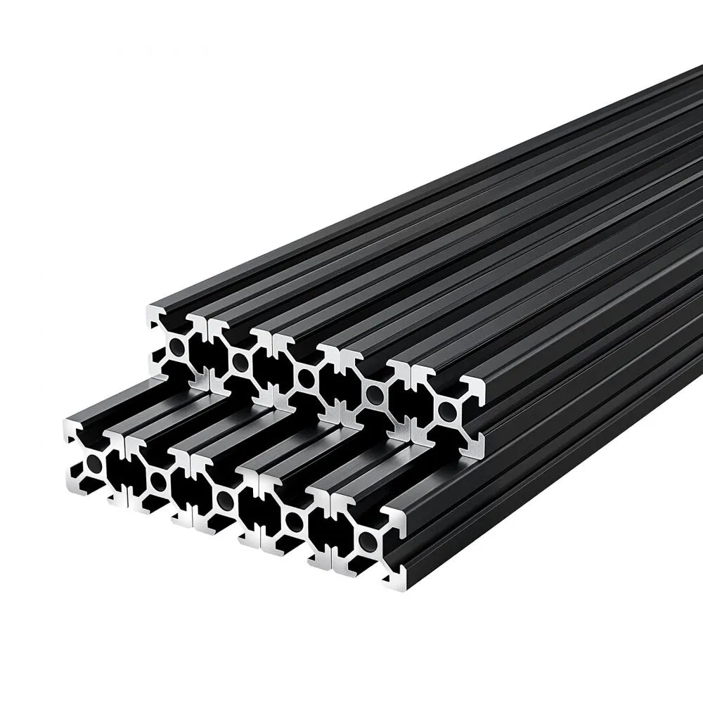 VEVOR 10PCS 2020 Aluminum Extrusion Profile, 48 Inch 1220 mm, T Slot European Standard Anodized Linear Rail, High-Strength Extruded Aluminum Rail, for 3D Printer Parts and CNC DIY Workbench, Black