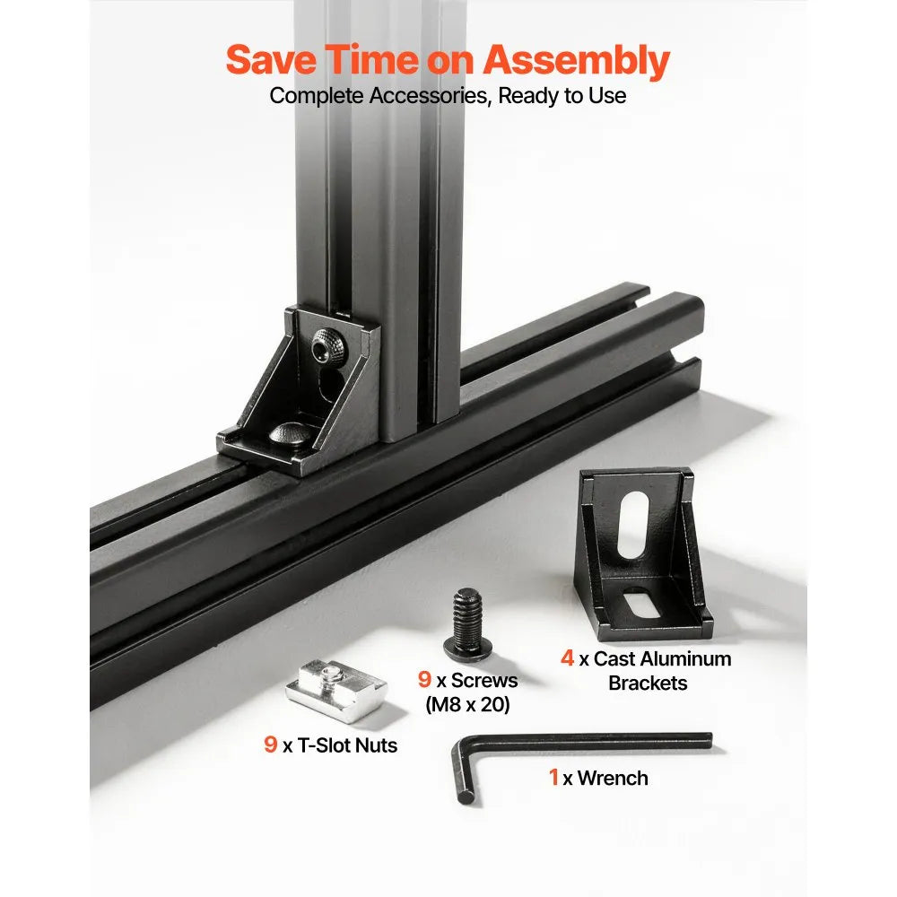 VEVOR 4PCS 4040 Aluminum Extrusion Profile, 78.74 Inch 2000 mm, T Slot European Standard Anodized Linear Rail, High-Strength Extruded Aluminum Rail, for 3D Printer Parts and CNC DIY Workbench, Black