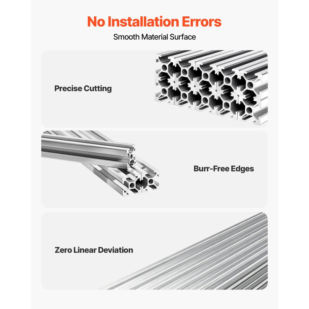 VEVOR 10PCS 2020 Aluminum Extrusion Profile, 39.37 Inch 1000 mm, T Slot European Standard Anodized Linear Rail, High-Strength Extruded Aluminum Rail, for 3D Printer Parts and CNC DIY Workbench, Silver