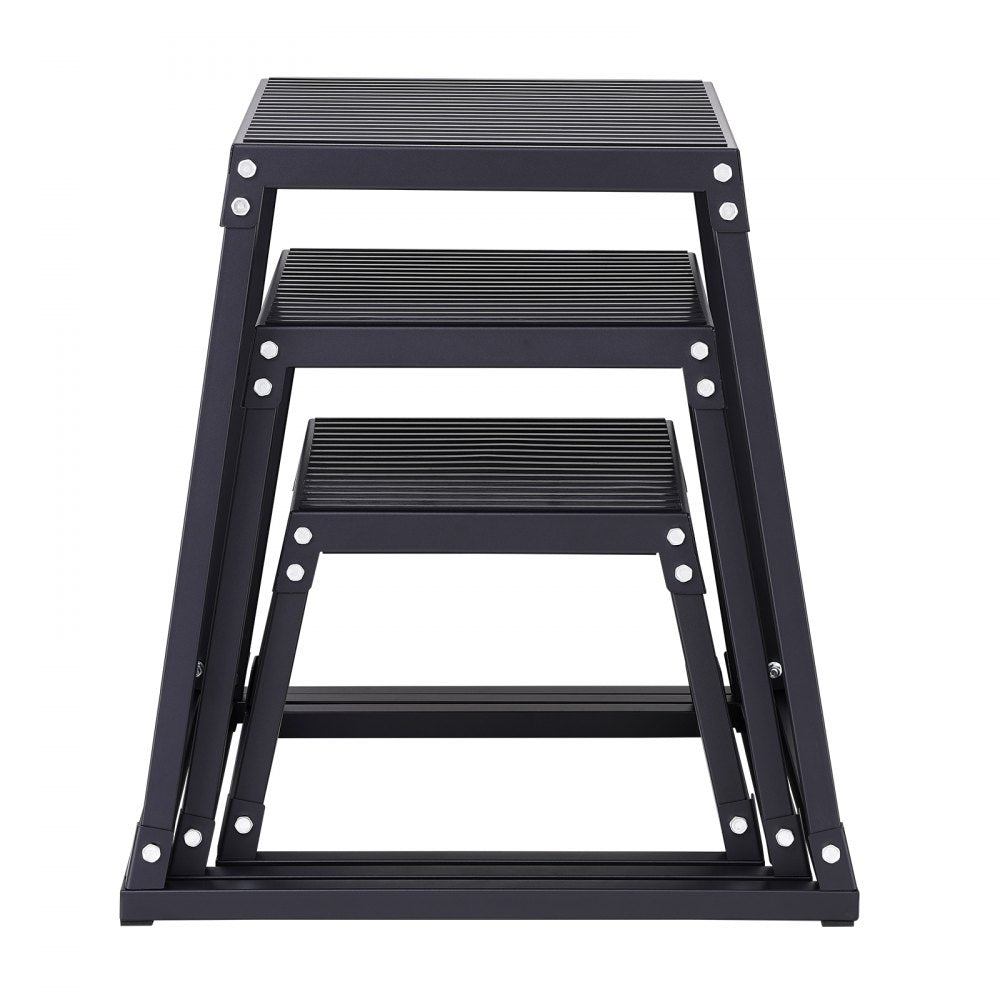 VEVOR Plyometric Jump Boxes, 12/18/24 Inch Plyo Box, Platform and Jumping Agility Box, Anti-Slip Fitness Exercise Step Up Box Set for Home Gym Training, Conditioning Strength Training, Black