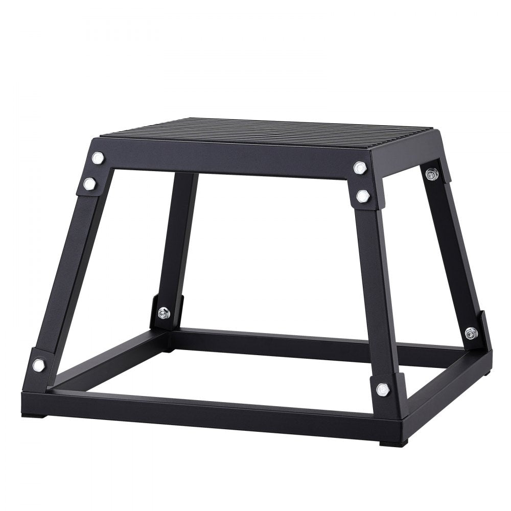VEVOR Plyometric Jump Box, 12 Inch Plyo Box, Steel Plyometric Platform and Jumping Agility Box, Anti-Slip Fitness Exercise Step Up Box for Home Gym Training, Conditioning Strength Training, Black