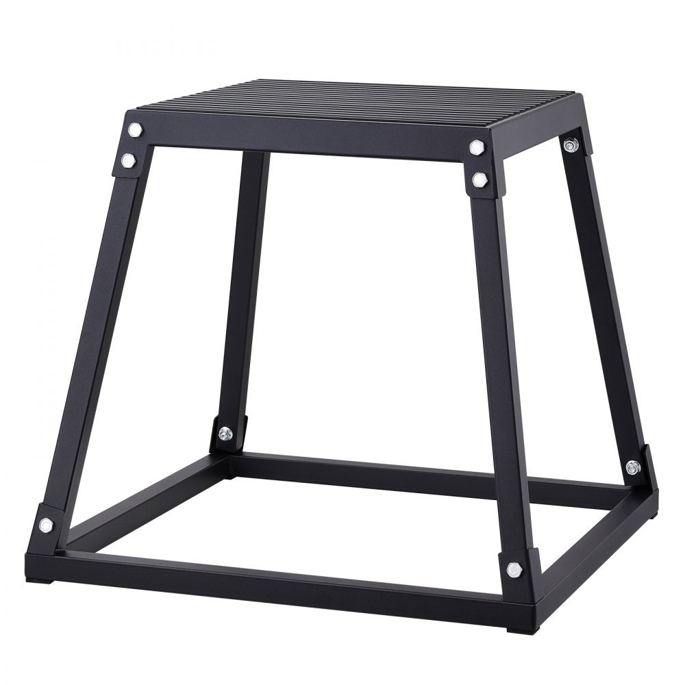 VEVOR Plyometric Jump Box, 18 Inch Plyo Box, Steel Plyometric Platform and Jumping Agility Box, Anti-Slip Fitness Exercise Step Up Box for Home Gym Training, Conditioning Strength Training, Black