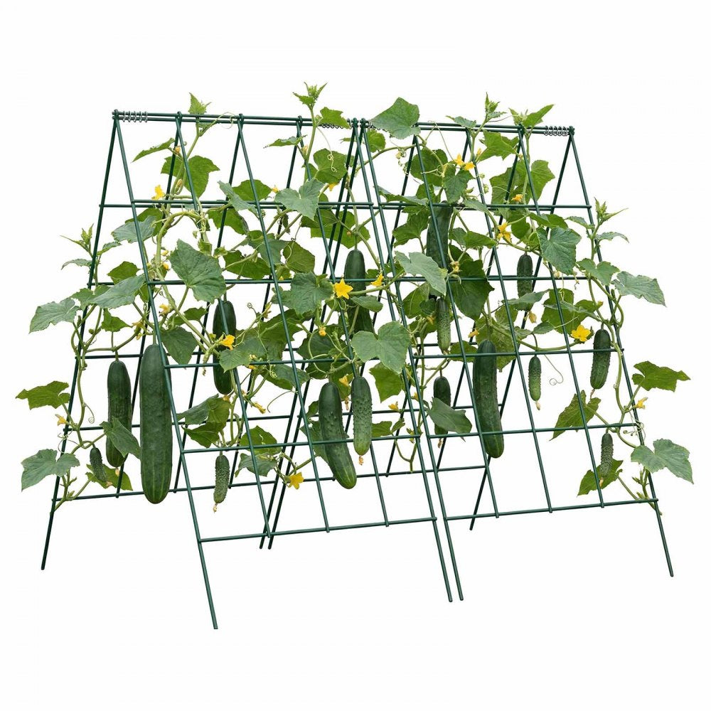 VEVOR Cucumber Trellis 4 Pack, A-Frame Garden Trellises for Raised Bed, Metal Rustproof Coating Plant Support for Vine, Climbing Plants, Peas, Beans, Zucchini, Tomato, Flower (46.06 x 18.11 in x 4PCS)
