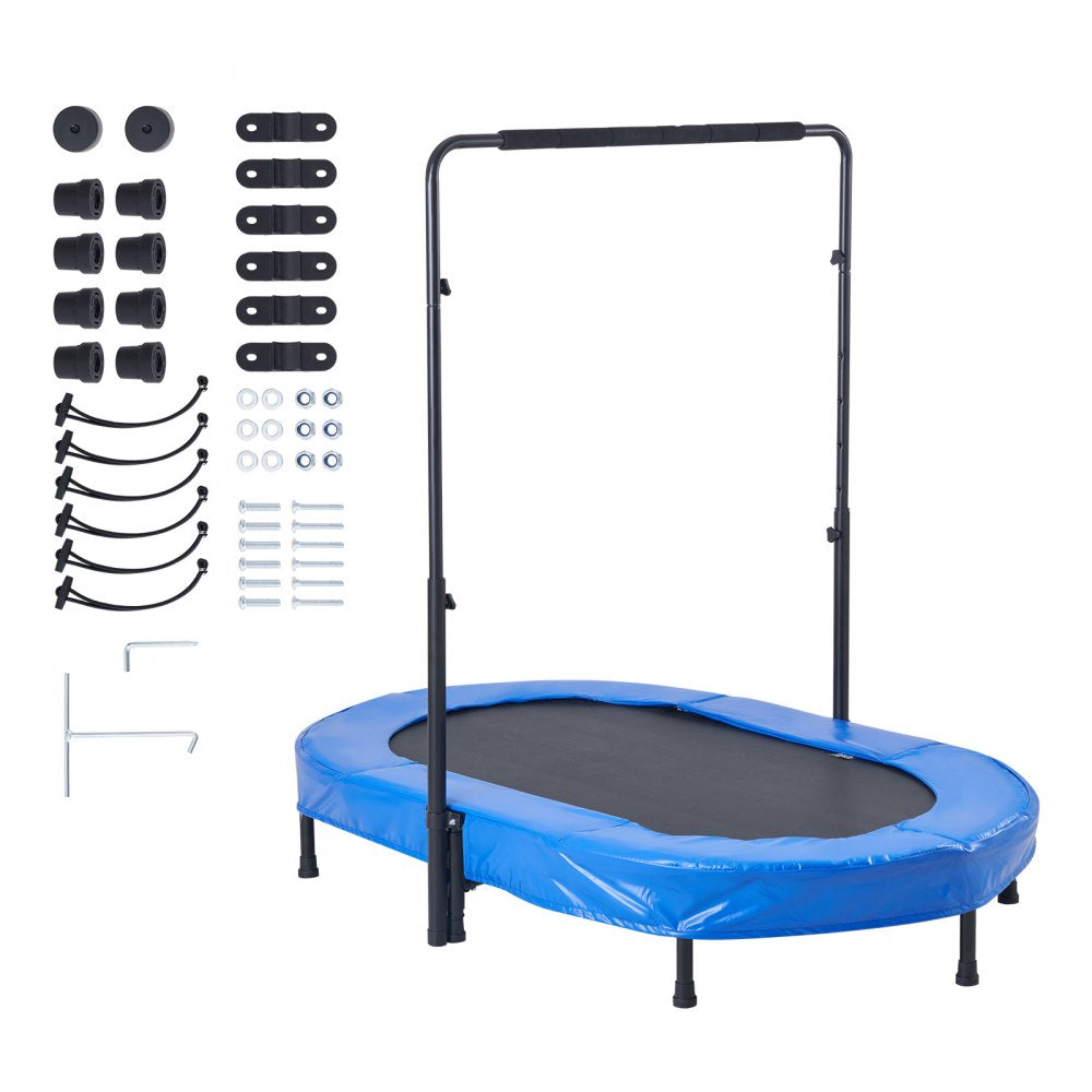 VEVOR Kids Trampoline, 56x36 inch Indoor Outdoor Trampoline, Foldable Mini Trampoline with Handle, Rebounder Trampoline for Toddlers, Birthday Gift for 3+ Years Children, Boys Girls for Fun, Bule