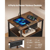 VEVOR Floor Lamp with Table, 2-Tier End Table with 2 Drawers and 3 Color Temperature LED Bulb, Modern Side Nightstand Bedside Desk with USB & Type C & AC Charging Port for Living Room, Bedroom, Dorm