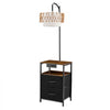 VEVOR Floor Lamp with Table, 2-Tier End Table with 2 Drawers and 3 Color Temperature LED Bulb, Modern Side Nightstand Bedside Desk with USB & Type C & AC Charging Port for Living Room, Bedroom, Dorm