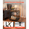 VEVOR End Table, 2-Tier Square Side Table with Open Storage Shelves, Modern Nightstand Bedside Desk with X-Design Metal Frame, Wood Sofa Coffee Desk for Living Room, Bedroom, Office, Dorm, Brown