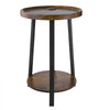VEVOR End Table, 2-Tier Round Side Table with Open Storage Shelves, Modern Nightstand Bedside Desk with USB & AC Charging Port, Wood Sofa Coffee Desk for Living Room, Bedroom, Office, Dorm, Brown