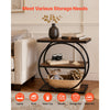 VEVOR End Table, 3-Tier Narrow Side Table with Open Storage Shelves, Modern Nightstand Bedside Desk with Round Metal Frame, Wood Sofa Coffee Desk for Living Room, Bedroom, Office, Rustic Brown