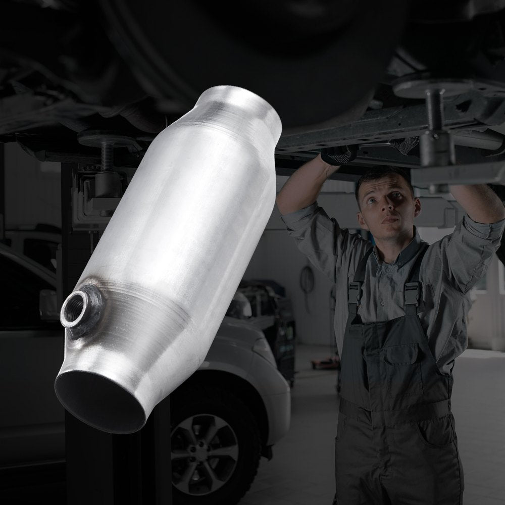 VEVOR Universal Catalytic Converter, 2.5 Inch Inlet/Outlet, 2 Pack High Flow Car Catalytic Converter with O2 Port, Direct Replacement, Stainless Steel Material, for Quick Exhaust Gas Purification