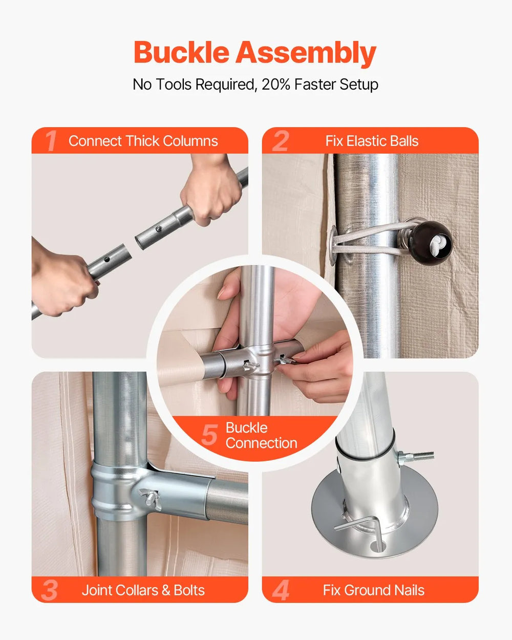 VEVOR Outdoor Storage Shed - buckle assembly no tools required feature image