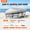 VEVOR Boat Cover, 17'-19' Trailerable Waterproof Boat Cover, 600D Marine Grade PU Oxford, with Motor Cover and Buckle Straps, for V-Hull, Tri-Hull, Runabout, Bass Boat, Fish Ski Boat, Grey