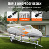 VEVOR Boat Cover, 17'-19' Trailerable Waterproof Boat Cover, 600D Marine Grade PU Oxford, with Motor Cover and Buckle Straps, for V-Hull, Tri-Hull, Runabout, Bass Boat, Fish Ski Boat, Grey