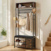 VEVOR Hall Tree, 70.9 in Coat Rack with Shoe Bench & 3 Drawers, 3-in-1 Freestanding Shoe Rack Storage Organizer with Bookshelf & Wire Shelf, Steel Frame Entrance Coat Holder for Entry, Bedroom, Closet
