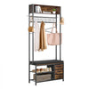 VEVOR Hall Tree, 70.9 in Coat Rack with Shoe Bench & 3 Drawers, 3-in-1 Freestanding Shoe Rack Storage Organizer with Bookshelf & Wire Shelf, Steel Frame Entrance Coat Holder for Entry, Bedroom, Closet