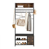 VEVOR Hall Tree, 70.9 in Coat Rack with Shoe Bench & 3 Drawers, 3-in-1 Freestanding Shoe Rack Storage Organizer with Bookshelf & Wire Shelf, Steel Frame Entrance Coat Holder for Entry, Bedroom, Closet