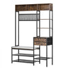 VEVOR Hall Tree, 70.9 in Coat Rack with Shoe Bench & 2 Drawers, 3-in-1 Freestanding Shoe Rack Storage Organizer with Bookshelf & Wire Shelf, Steel Frame Entrance Coat Holder for Entry, Bedroom, Closet