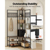 VEVOR Corner Hall Tree with Shoe Bench, 70.9 in Coat Rack with Hooks and Steel Frame, Freestanding Clothes Shoes Rack Storage Organizer with Anti-Tip Set, for Entrance, Closet, Office, Rustic Brown