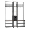 VEVOR Corner Hall Tree with Shoe Bench, 70.9 in Coat Rack with Hooks and Steel Frame, Freestanding Clothes Shoes Rack Storage Organizer with Anti-Tip Set, for Entrance, Closet, Office, Rustic Brown
