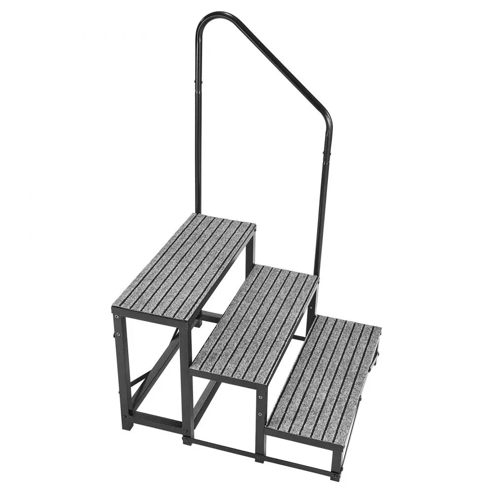 VEVOR RV Steps with Handrail, 3 Steps, 660 lbs Load Capacity, Heavy Duty Outdoor RV Stairs with Non-Slip Mat for Elderly and Pets, Portable Stairs for Hot Tub, Camper, Mobile Home, Porch, Pool, SPA