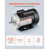 VEVOR 0.5 HP Electric Motor, 1725RPM Air Compressor Motor, CW/CCW Rotation, 5/8 inch Shaft Diameter, 1.88inch Shaft Length, 2.07N.m Torque, Single-Phase, TEFC Cooling, 115V/230V, 56 Frame