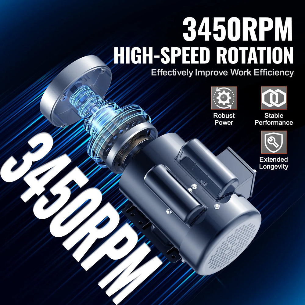 VEVOR 1.5HP Electric Motor 3450 rpm, AC 115V/230V, 56C Frame, Air Compressor Motor Single Phase, 5/8" Keyed Shaft, CW/CCW Rotation for Agricultural Machinery and General Equipment