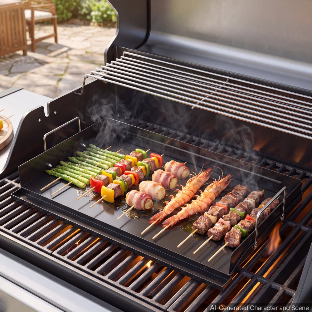 VEVOR Carbon Steel Griddle 25x16 inch Flat Top Pre-Seasoned Plate Handle, for BBQ Eggs Burger, Even Heat Distribution, Non-Stick Portable Rectangular Family Cookware for Outdoor Gas Grill/Stove, Oven