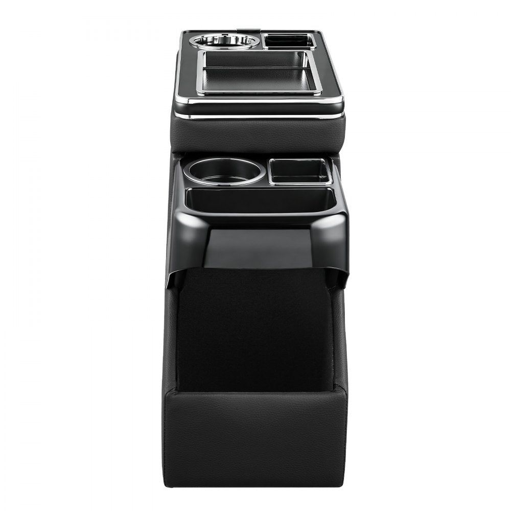 VEVOR Center Console Between Seat Floor Mount Console Storage Box, Central-Console Tools Organizer with Sliding Lid, Cups Holders & Multiple Storage Compartments for Trucks, Minivans, SUVs