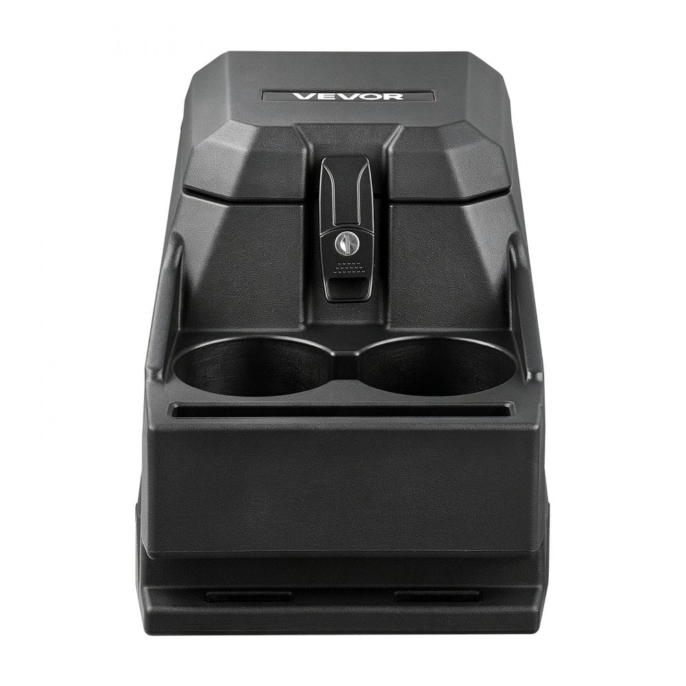 VEVOR UTV Center Console Bench Seat Box Lockable Armrest Storage Box, HDPE Central Console Tools Organizer with Cups and Phone Holder - Compatible with Polaris Ranger & 2017-2026 Can-Am Defender