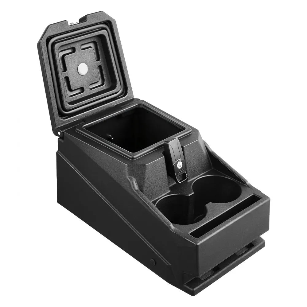 VEVOR UTV Center Console Bench Seat Box Lockable Armrest Storage Box, HDPE Central Console Tools Organizer with Cups and Phone Holder - Compatible with Polaris Ranger & 2017-2026 Can-Am Defender
