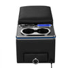 VEVOR Universal Rear Bench Seat Center Console with 7-Color Ambient Lights, USB/Type-C/Cigarette Lighter Charging, Back Seat Central Console Organizer with Cup & Phone Holders for MPV, Sedan, SUV