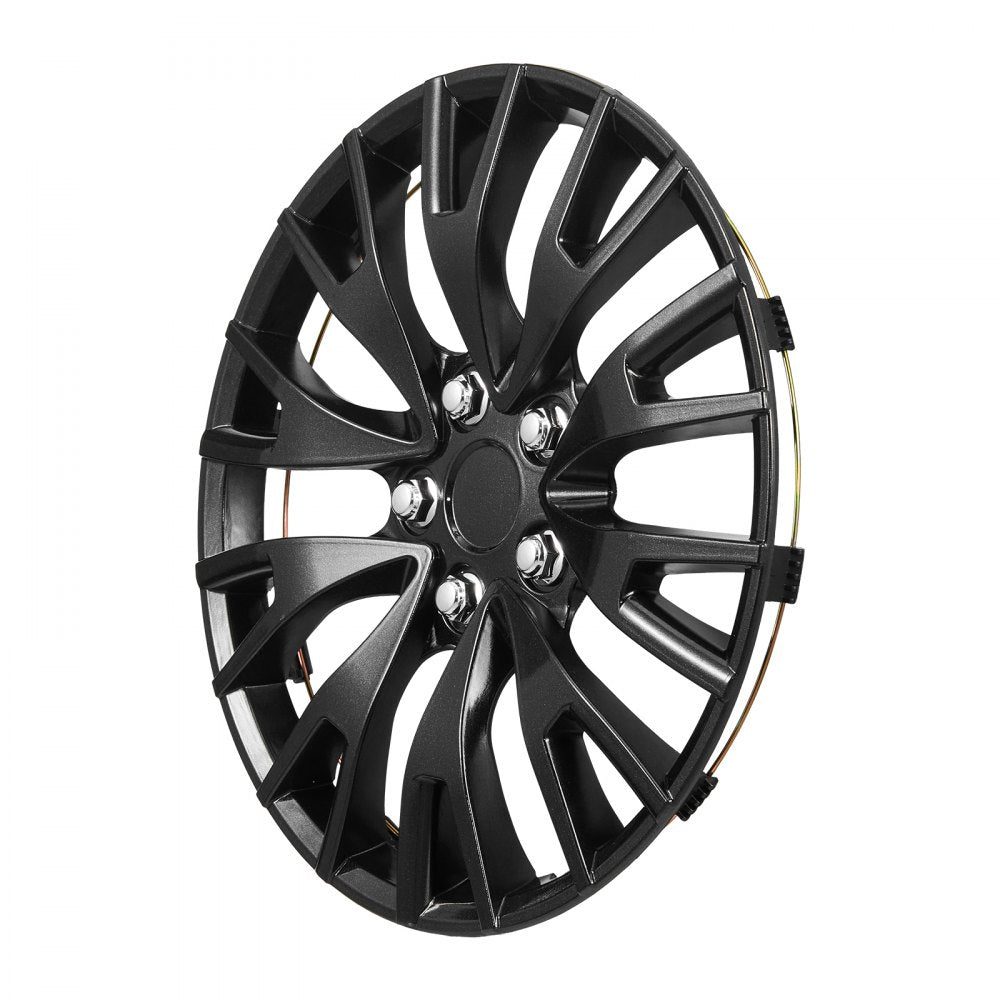 VEVOR Hubcaps Wheel Covers, 16 Inch Set of 4 Wheel Rim Cover Hubcaps OEM Replacement, R16 Size Snap On Car Hub Caps, Universal 20-Spoke ABS Tire Rim Caps for Hyundai Chevrolet Ford Honda, Gloss Black