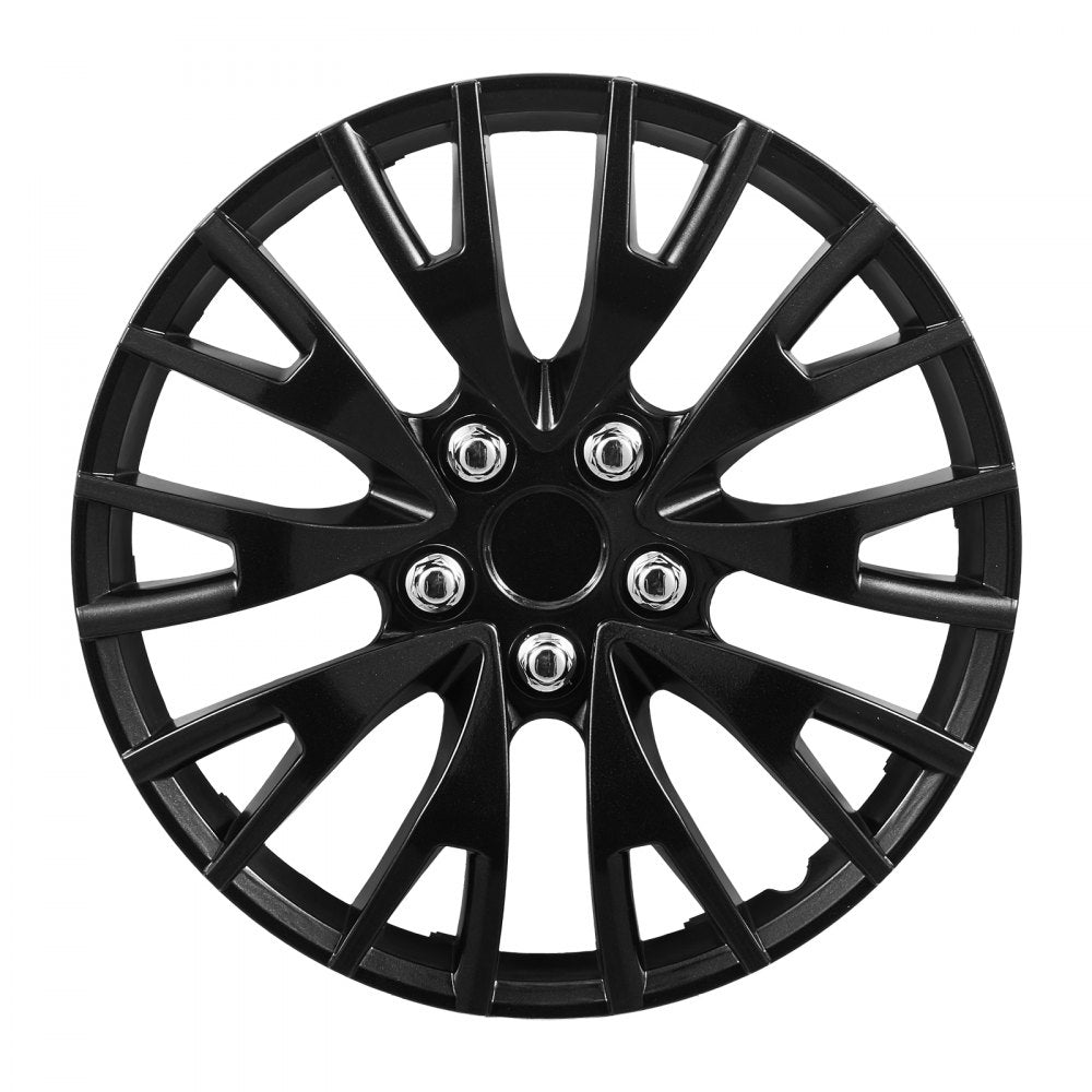 VEVOR Hubcaps Wheel Covers, 16 Inch Set of 4 Wheel Rim Cover Hubcaps OEM Replacement, R16 Size Snap On Car Hub Caps, Universal 20-Spoke ABS Tire Rim Caps for Hyundai Chevrolet Ford Honda, Gloss Black