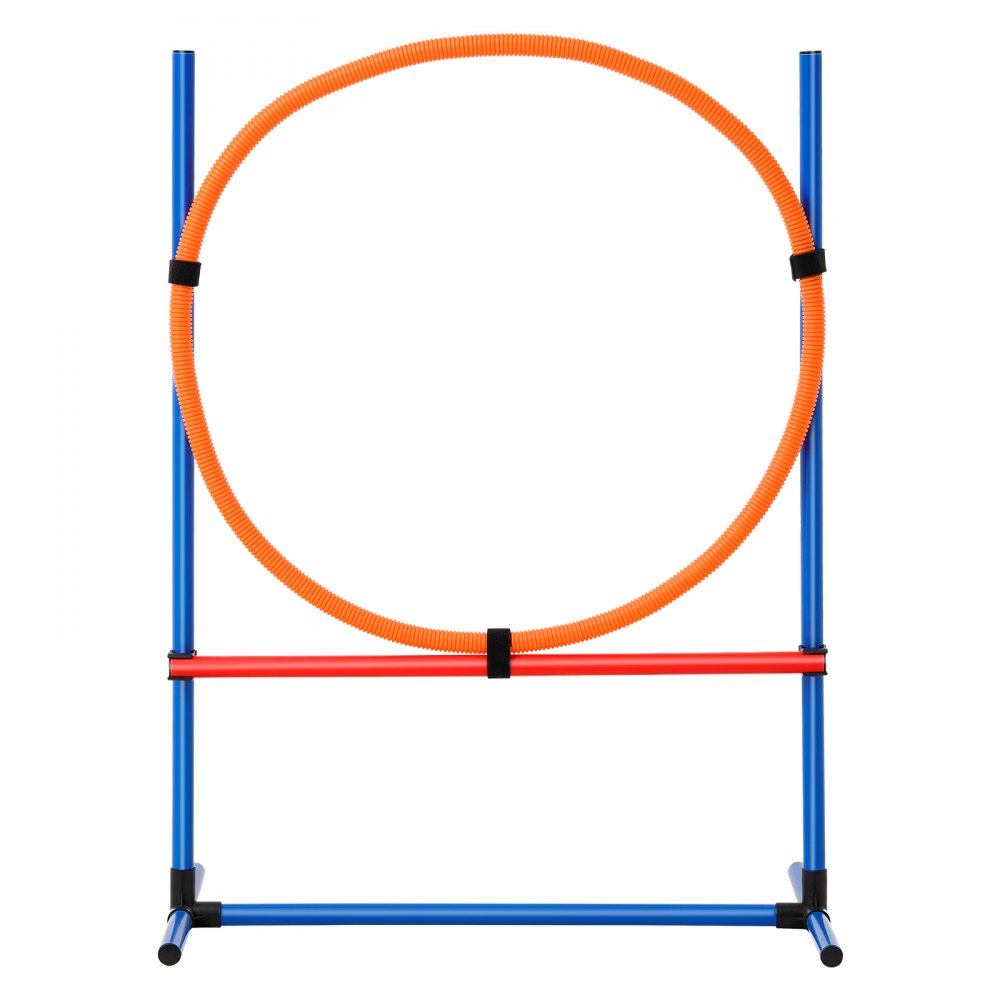 VEVOR Dog Agility Training Equipment, 4 PCS Set - Adjustable High Hurdles and Jump Ring, Puppy Obstacle Course Jump Starter Kit with Poles Storage Bag for Backyard, Indoor, Outdoor
