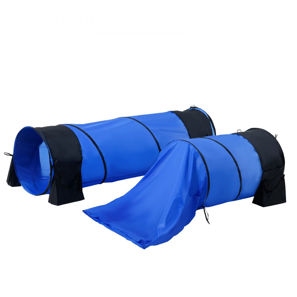VEVOR Dog Agility Training Equipment, 7 PCS Set w/ Adjustable High Hurdles,6 Weave Poles,2 Tunnels,Jump Ring,Pause Box,Whistle,Foldable Bowl,Puppy Obstacle Course Kit w/ 3 Bags