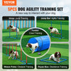 VEVOR Dog Agility Training Equipment, 5 PCS Set with Adjustable High Hurdles,6 Weave Poles, Tunnel, Jump Ring, Pause Box, Whistle, Foldable Bowl, Puppy Obstacle Course Kit with Storage Bags