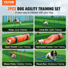 VEVOR Dog Agility Training Equipment, 7 PCS Set Upgrade w/ Adjustable High Hurdles,6 Weave Poles,2 Tunnels,Jump Ring,Pause Box,Whistle,Foldable Bowl,Puppy Obstacle Course Kit w/ 3 Bags