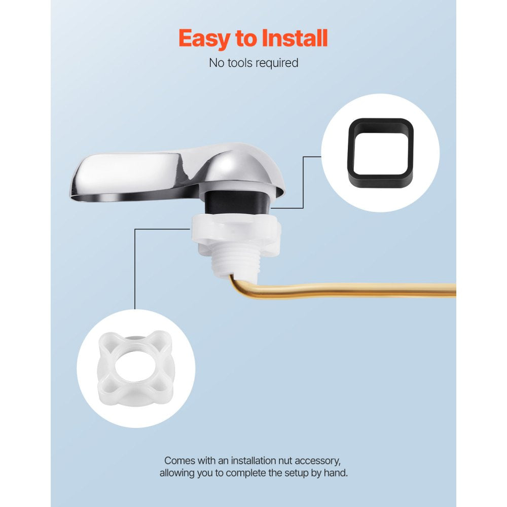 VEVOR Toilet Handle Replacement Kit, Front Mount Universal Toilet Handle, Toilet Handle Lever with Stainless Steel Flapper Chain, Toilet Flush Handle Fits Various Toilet Tanks, Chrome Finish, Silver