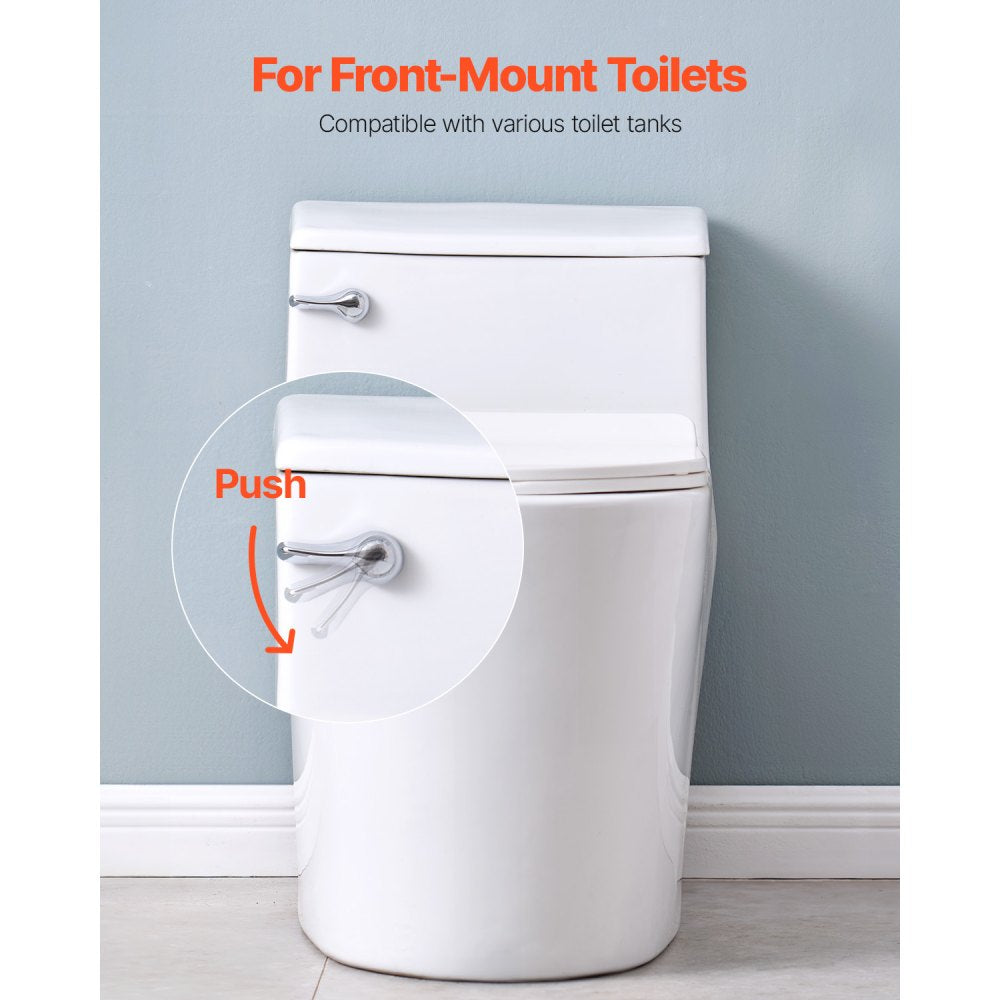 VEVOR Toilet Handle Replacement Kit, Front Mount Universal Toilet Handle, Toilet Handle Lever with Stainless Steel Flapper Chain, Toilet Flush Handle Fits Various Toilet Tanks, Chrome Finish, Silver