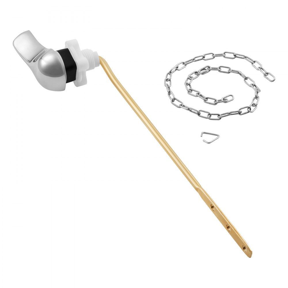 VEVOR Toilet Handle Replacement Kit, Front Mount Universal Toilet Handle, Toilet Handle Lever with Stainless Steel Flapper Chain, Toilet Flush Handle Fits Various Toilet Tanks, Chrome Finish, Silver
