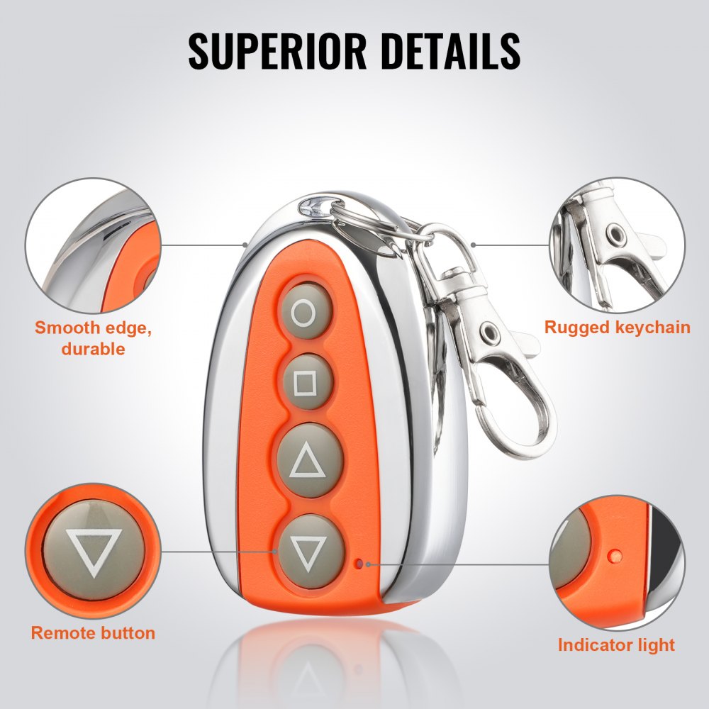 VEVOR Sliding Gate Opener Remote, 131 ft Range, 4-Button Automatic Gate Opener Remote, Remotes for Garage Door Openers, Multi-Code Electric Rolling Driveway-Gate Closer Smart Key Security Kit